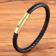 Mens Bracelet Leather Braided
