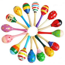 Kids Baby Toddler Wooden Toy Maracas Rumba Shakers Musical Party Rattles Toys