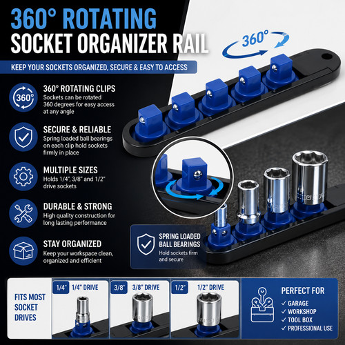 Socket organizer rail 3 - socket, 1/4