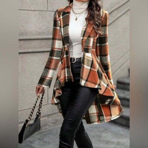 Plaid longline cardigan - longline,