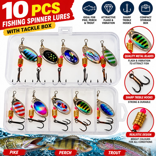 10x fishing spinner lures set - 10x,