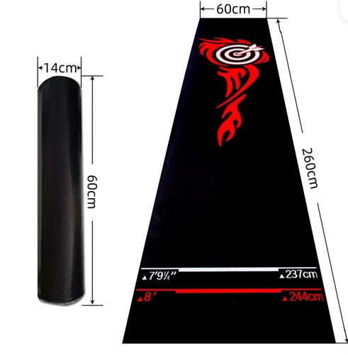 Darts mat non slip 60x260 - non,