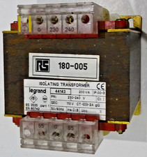 240v ISOLATION STEPDOWN 110v TRANSFORMER RS 200VA Legrand 2 x 55v UK to US mains