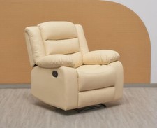 Cream Leather Manual Recliner