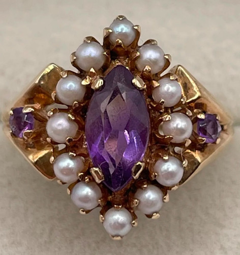 Antique 9ct gold marquise cut - antique,