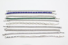 Tennis Bracelets Silver Tone Stone Set Faceted Statement x 10