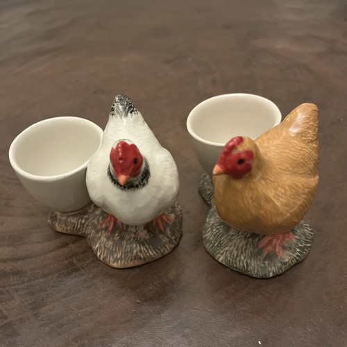 Pottery hen egg cups - egg,