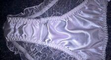 Sexy White Satin Front Stretchy Lace Back Panties Knickers Sissy CD TV 36 - 46"
