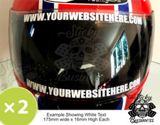 Helmet Visor Stickers YOUR WEBSITE sunstrip sticker ANY CUSTOM TEXT 21 COLOURS!
