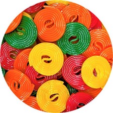 Mixed fruit liquorice wheels - liquorice,