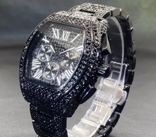 Men’s Fully Iced Out Quality Watch Bling Black  Simulated Diamond 