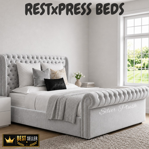 Sleigh bed frame plush - bed,