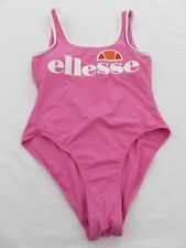 ELLESSE PRETTY PINK LOGO THEMED LOW BACK HIGH LEG SWIMMING COSTUME UK 8