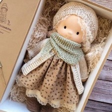 Handmade Waldorf Doll, Knitted Plush Stuffed Toy Christmas Birthday Gift