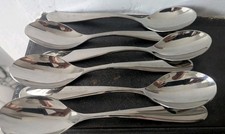 6 X Alessi Nuovo Milano Dessert Spoons - 19.5cm Stainless Steel VGC