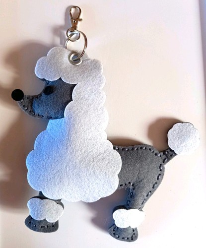 Grey felt poodle animal - poodle,