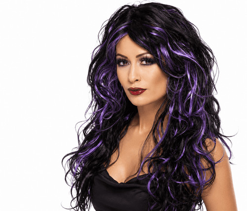 Gothic bride wig black purple - bride,