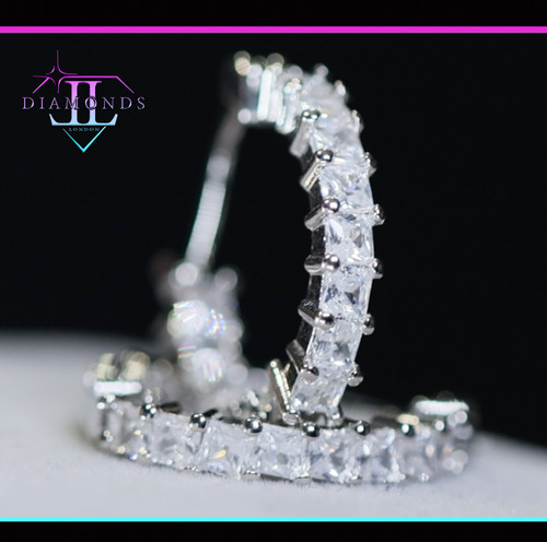 Princess cut diamond hoop - diamond,