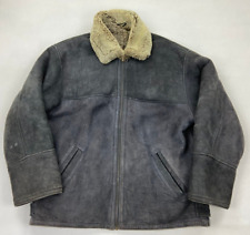 Real Sheepskin Shearling  Size Medium brown Men`s Flight Jacket Black