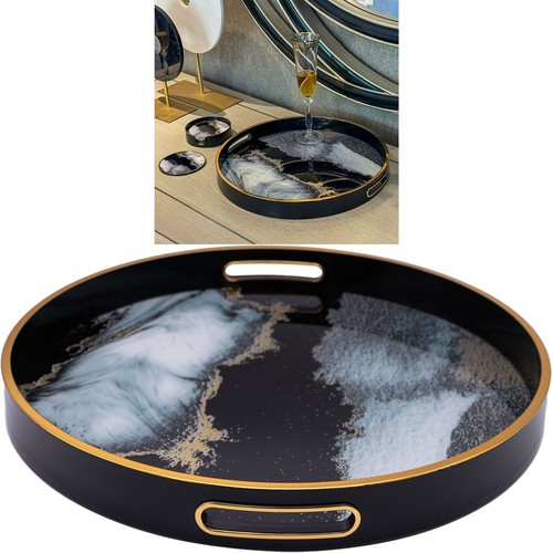 Round black agate theme - round,