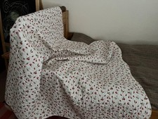 Unused White Red Floral Rose Quilt Country Cottage Shabby Interior Decor 137x198