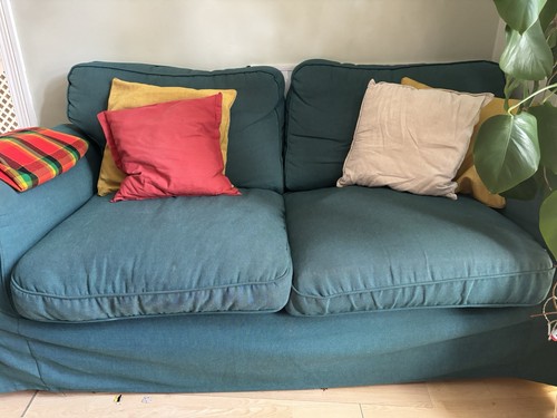 Blue fabric seater sofa with - 2-seater,