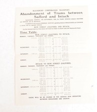 Bus Tram Notice Blackburn Corporation Buses for Trams Salford & intack 1949 