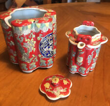 Rare Antique Chinese Porcelain Wine Warmer / Tea Pot - Red