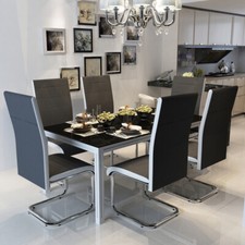 2 4 6 Grey Faux Leather Dining