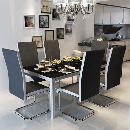 Grey faux leather dining - faux,