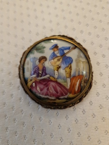 Vintage limoge brooch signed - vintage,
