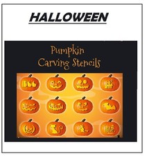 12 PACK PUMPKIN CARVING STENCILS PERFECT HALLOWEEN GIFT