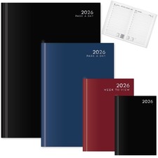 2026 Diary A4/A5/A6 Page A Day/Week To View Diary Hardback Case Bound Back Cover