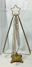 Christmas Tree Shaped Greeting Card Holder Metal Gold Tone Star Free Standing