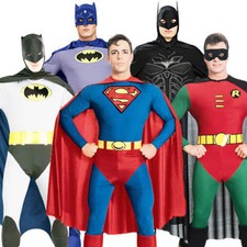 Batman Robin Superman Fancy Dress Men's Superhero Adult Gents Costume Outfit
