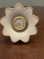 Lenox Meridian Collection Porcelain  quartz clock.  with a fluted, flower shape