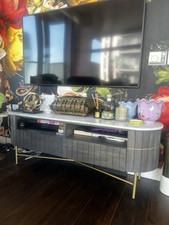 Next Mango Wood Tv Trolly Stand With The Marble Top  Entertainment Unit