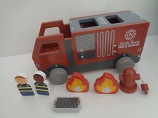 Little Town Aldi Wooden 2 in 1 Fold Out Fire Truck Vehicle Playset & Figures