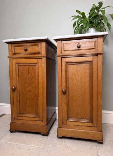 Pair french marble top bedside - marble,
