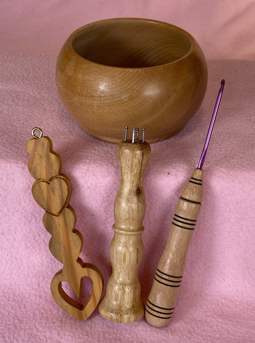 Wooden crochet set - wooden, wool