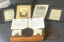 WWI Memorial Group – Gunner J.H. Laurence RFA – Medals, Plaque & Papers