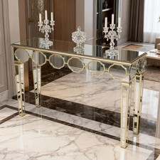 Sleek Rectangular Mirrored Console Table Aesthetics Hall Side Counter Bar Table