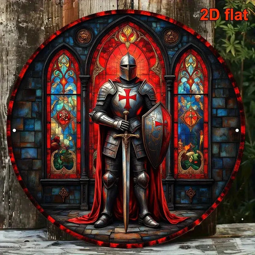 Knights templar round metal - knights,