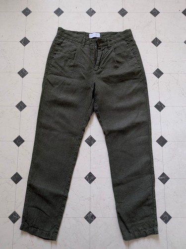 Isto olive linen trousers s - linen, trousers,
