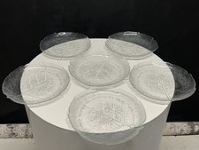 6 x 9.5” Clear Glass Aspen Leaf Arcoroc France Buffet Dinner Serving Plates. 