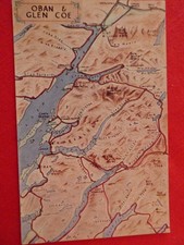 Vintage Map Postcard; Oban &