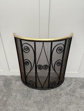 Antique Brass & Wrought Iron Nursery Fender Wire Mesh Fire Guard Spark Guard