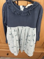 John Lewis Blue Smocked Rabbit Print Dress Age 2-3 Years
