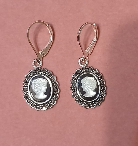 Silver tone cameo drop - silver-tone,