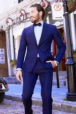 Men Blue Tuxedo Dinner Casual Suit Designer Wedding Grooms suits(Jacket+Pants)